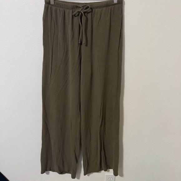 Reformation Olina Knit Pants Poppyseed Green Wide Leg Drawstring Relaxed-Medium - Picture 2 of 8